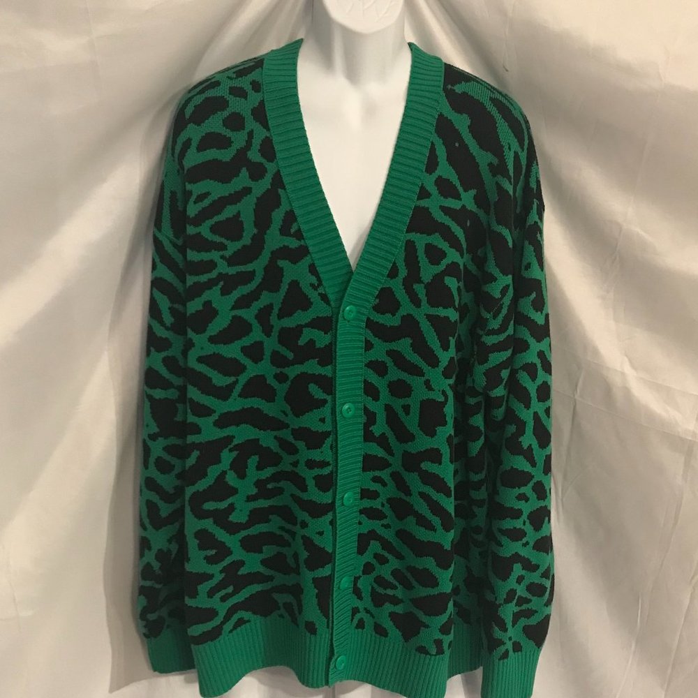 Jordan Leopard Print 5 Button Activewear Athletic Sport Loose-Fit Sweater #302